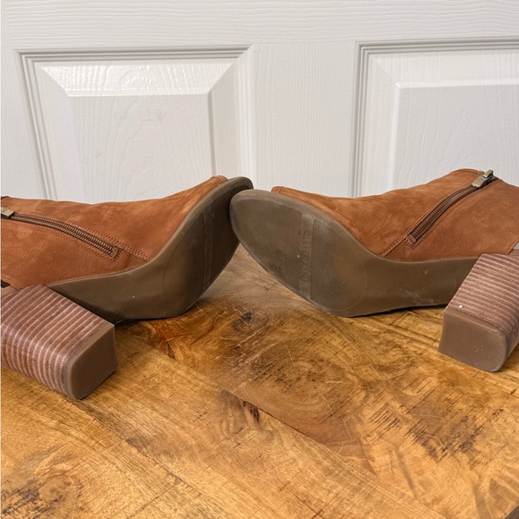 Franco Sarto Tan Peep-Toe Ankle Boots - Picture 4 of 7